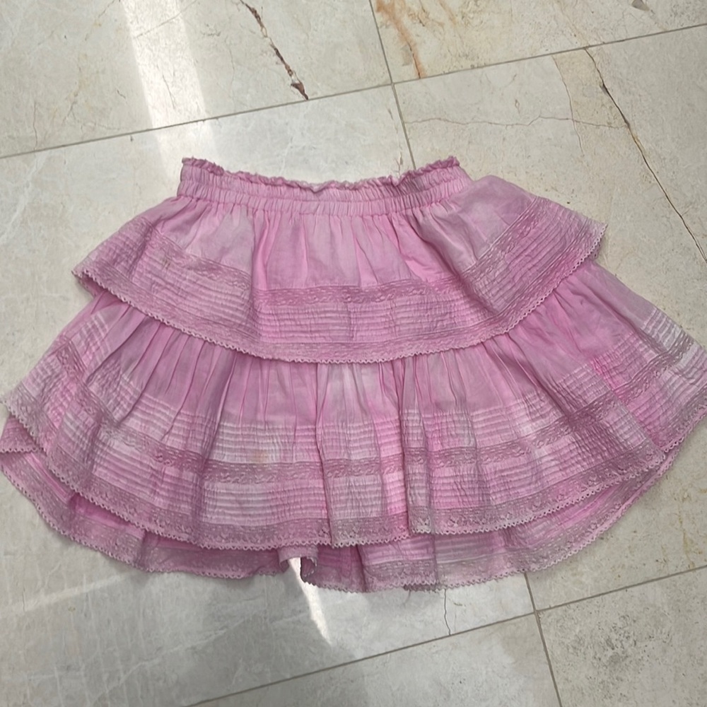 LoveShackFancy mini ruffle skirt in Hand Dyed pink Size Small